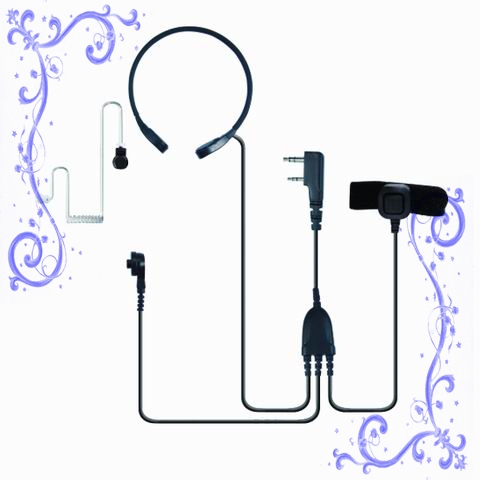 雙MIC小喉振耳機，空氣導管矽膠耳塞 泛宇無線電對講機